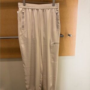 NEW Lacoste Cream Wide Leg Pants with Relaxed Fit